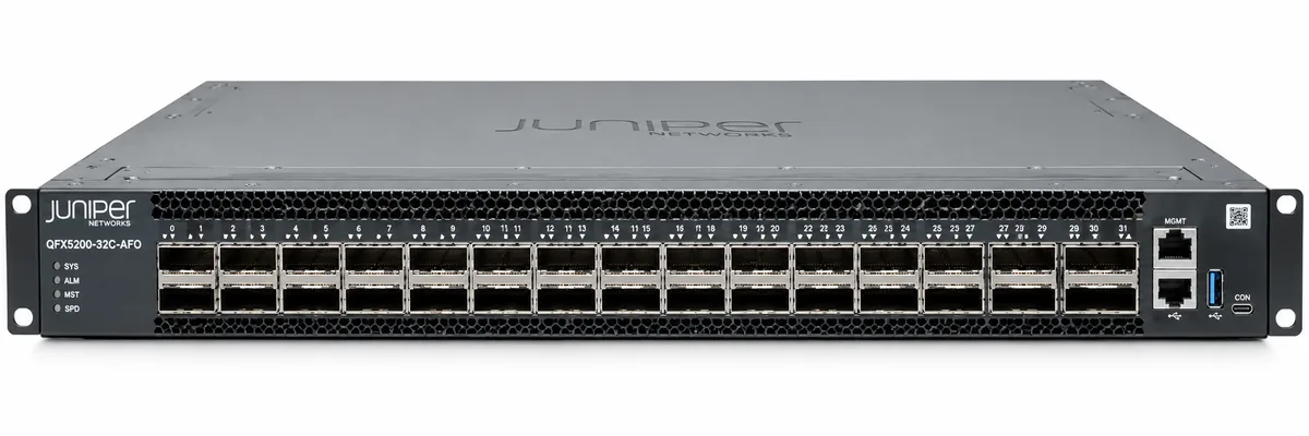 Juniper QFX5200-32C-AFO - Juniper QFX5200 32-Ports 100GBASE-X QSFP28 Rack-mountable Network Switch