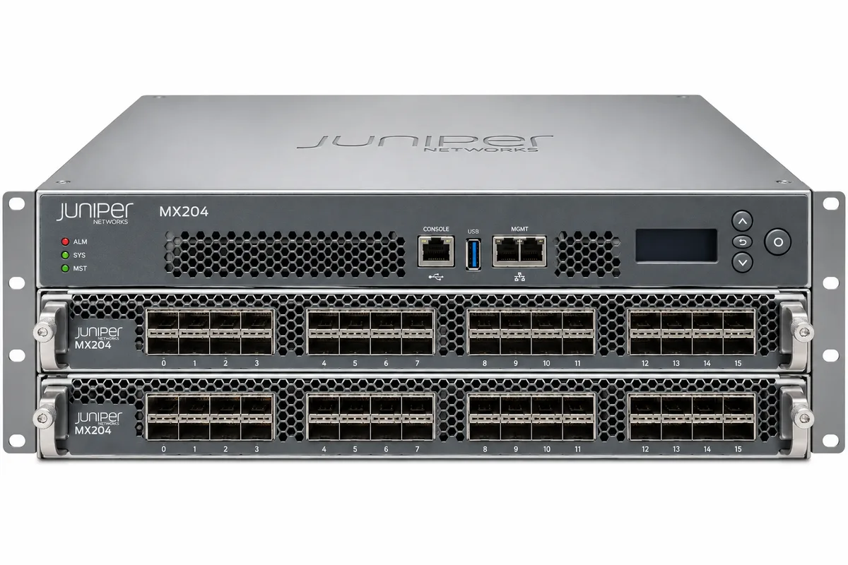 Juniper MX204 - Juniper 8-Ports 10GBASE-X SFP+ Rack-mountable Managed Router with 4-Ports QSFP28