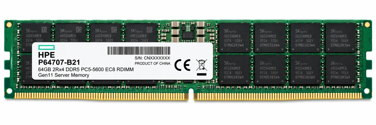 HPE 64GB 2Rx4 DDR5 PC5-5600 EC8 RDIMM Gen11 Server Memory (P64707-B21)