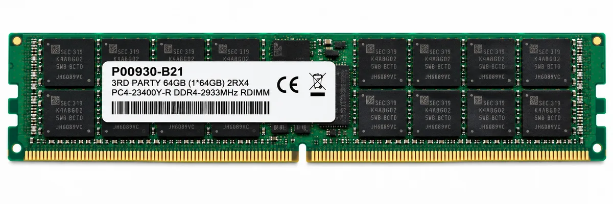 HPE 3RD Party 64GB (1*64GB) 2RX4 PC4-23400Y-R DDR4-2933MHZ RDIMM (P00930-B21)