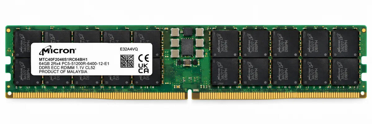 Micron MTC40F2046S1RC64BH1 64GB DDR5-6400MHz PC5-51200 CL52 ECC Memory