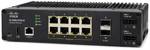 Cisco Catalyst IE3300 8-Ports 10/100/1000BASE-T Ethernet Layer 3 DIN Rail-mountable Managed Network Switch with 2-Ports SFP (IE-3300-8T2S-E)
