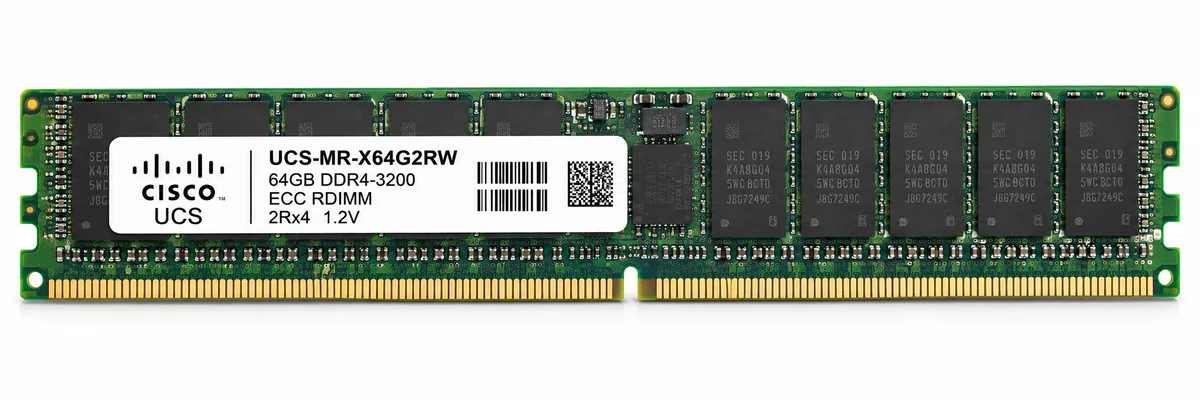 Cisco / Samsung 64GB PC4-25600 DDR4-3200AA-R Registered ECC 2RX4 CL22 288 Pin 1.20V Memory Module ( PC4-3200AA-R ) (UCS-MR-X64G2RW)