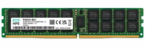 HPE 64GB 2Rx4 DDR5-4800 CAS-40-39-39 EC8 RDIMM Smart Memory Kit (P43331-B21)