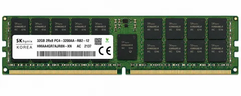 SK Hynix 32GB HMAA4GR7AJR8N-XN DDR4 3200 PC4-25600 CL22 2Rx8 ECC RDIMM Server Memory