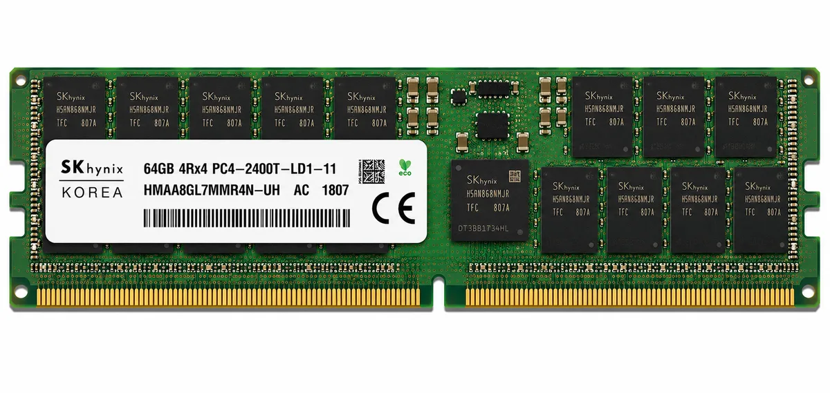 SK Hynix 64GB DDR4 HMAA8GL7MMR4N-UH 4DRx4 PC4-2400T LRDIMM Server RAM Memory