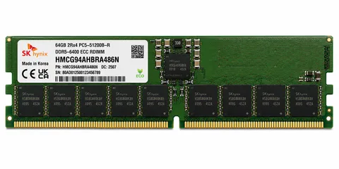 SK hynix HMCG94AHBRA486N 64GB DDR5-6400 ECC RDIMM Server Memory