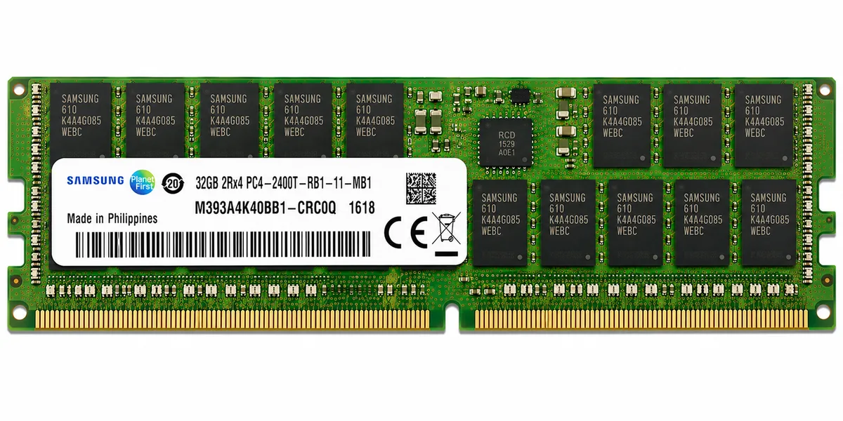 Samsung 32GB M393A4K40BB1-CRC0Q DDR4 2400 PC4-2400T CL17 2Rx4 ECC RDIMM Server Memory