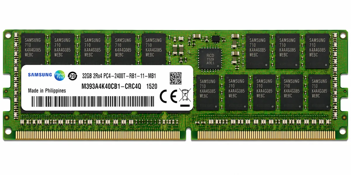 SAMSUNG 32GB M393A4K40CB1-CRC4Q DDR4 RDIMM SERVER RAM 2400MHz ECC 2Rx4 PC4-2400T