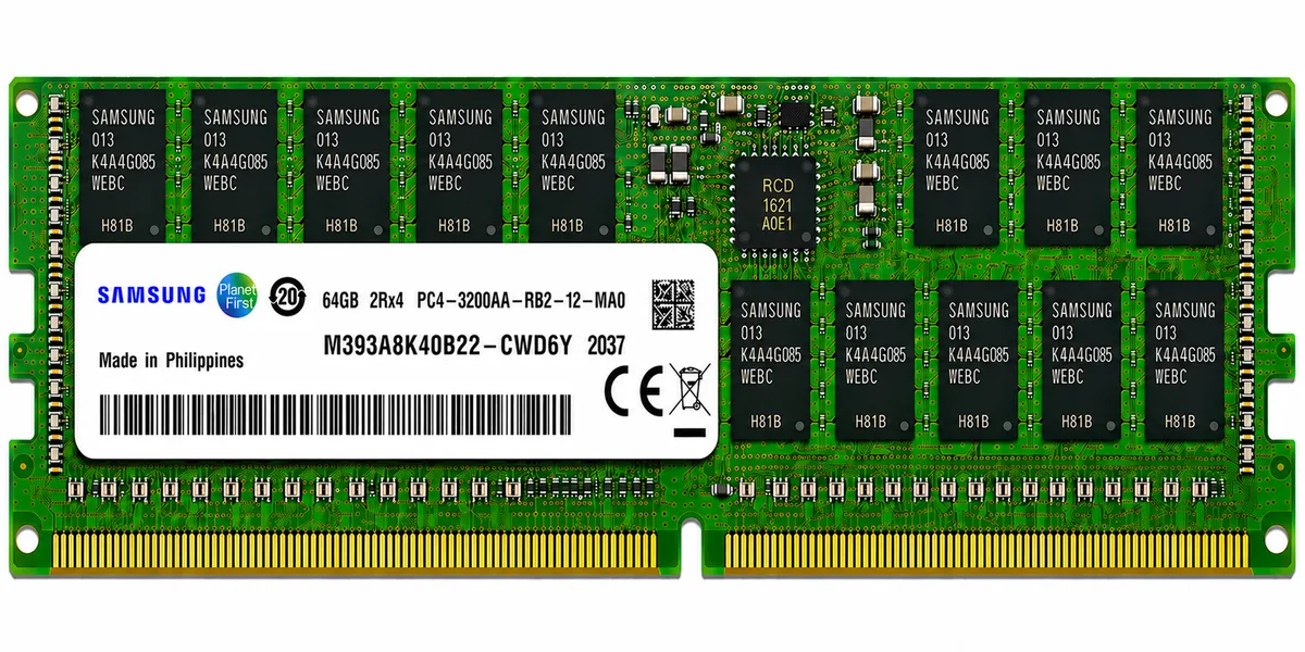 Samsung 64GB M393A8K40B22-CWD6Y DDR4-2666 2S2Rx4 PC4-2666V ECC Registered DIMM