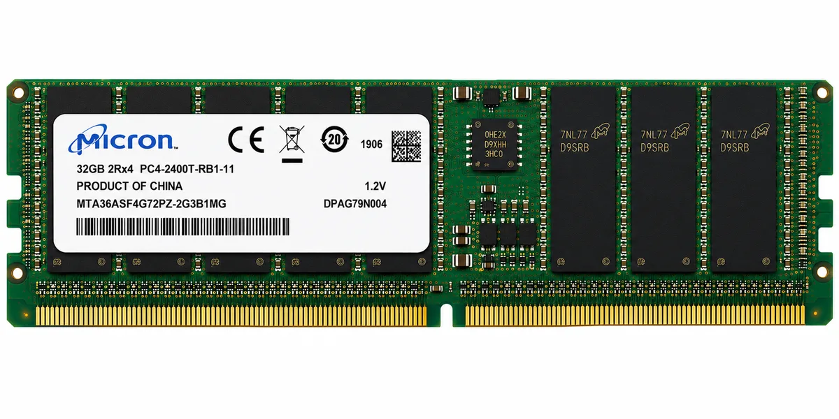Micron 32GB MTA36ASF4G72PZ-2G3B1 2RX4 PC4-2400T-RB1-11 DDR4 Server Memory