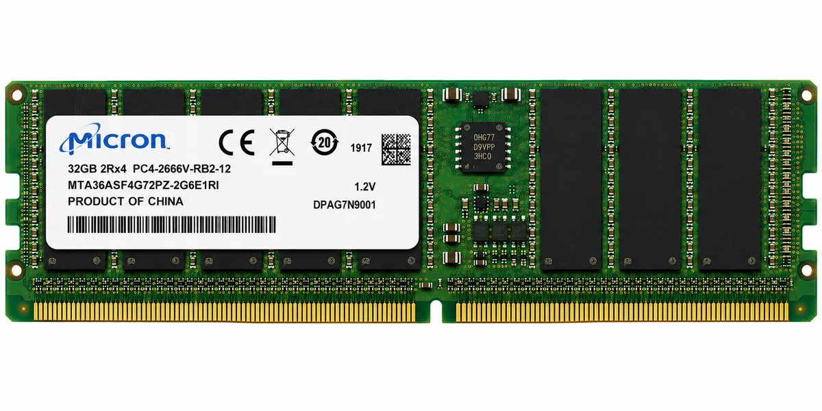 Micron 32GB MTA36ASF4G72PZ-2G6E1RI 2Rx4 PC4-2666V Memory Module