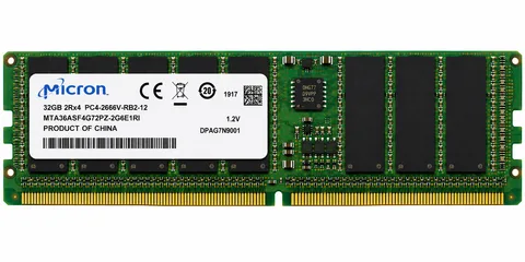 Micron 32GB MTA36ASF4G72PZ-2G6E1RI 2Rx4 PC4-2666V Memory Module