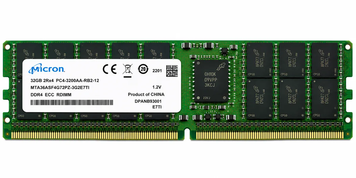 Micron MTA36ASF4G72PZ-3G2E7TI 32GB DDR4 ECC Registered RDIMM PC4-3200AA 288-Pin