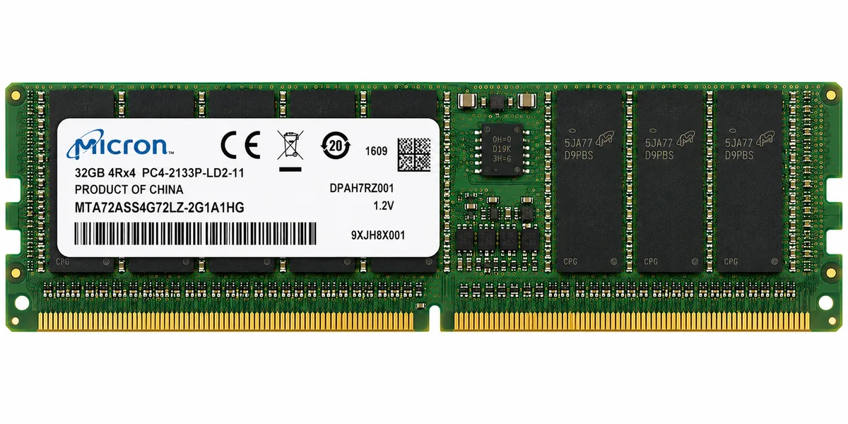 Micron 32GB MTA72ASS4G72LZ-2G1A1HG PC4-17000 DDR4-2133MHz Registered ECC CL15 28