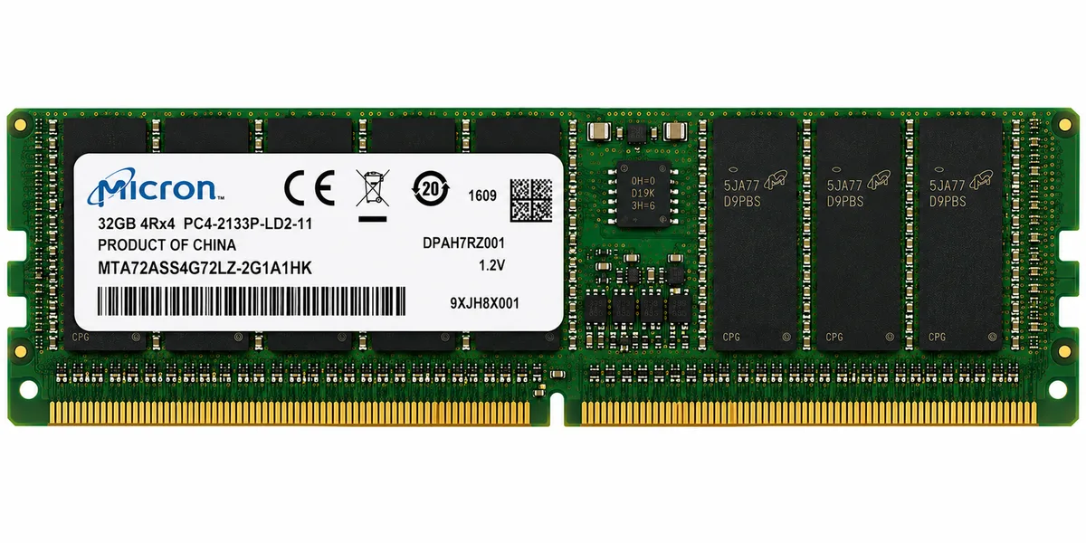 Micron 32GB MTA72ASS4G72LZ-2G1A1HK  PC4-17000P 4DRX4 DDR4-2133MHz Load Reduced ECC REG RAM
