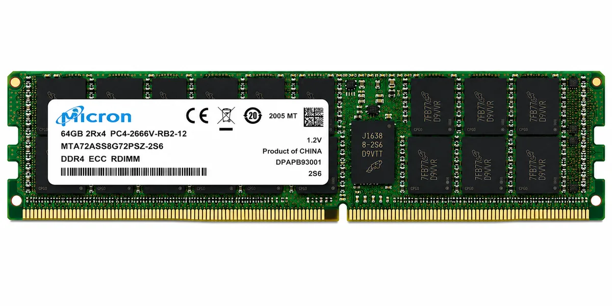 Micron MTA72ASS8G72PSZ-2S6 64GB PC4-2666V-L 2S2Rx4 DDR4 ECC LRDIMM Server Memory