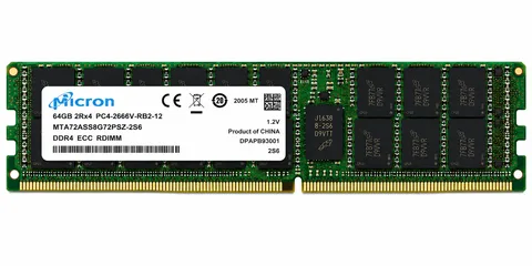 Micron MTA72ASS8G72PSZ-2S6 64GB PC4-2666V-L 2S2Rx4 DDR4 ECC LRDIMM Server Memory