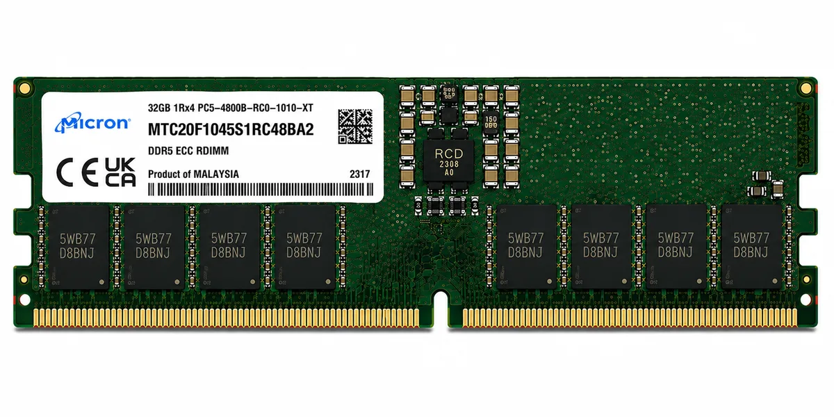 Micron MTC20F1045S1RC48BA2 32GB DDR5-4800 ECC RDIMM Server Memory