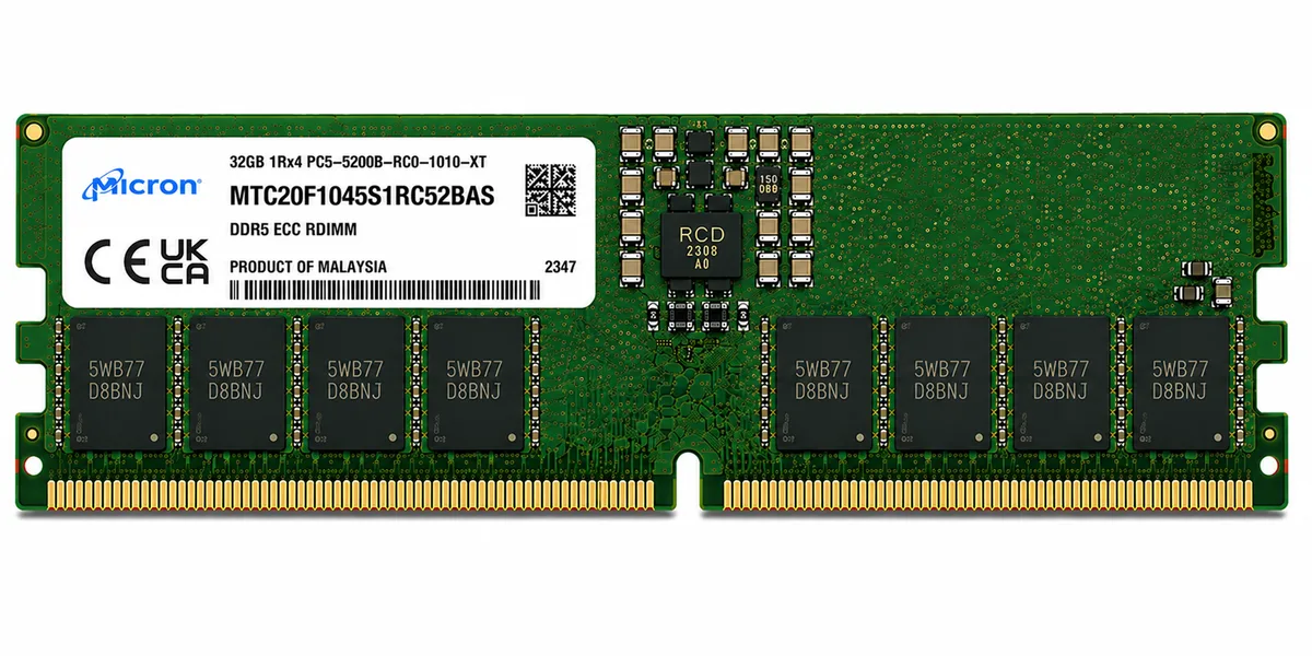Micron MTC20F1045S1RC52BAS 32GB DDR5-5200 ECC RDIMM Server Memory