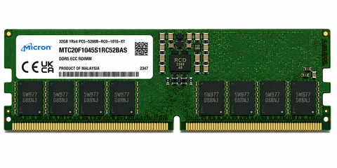 Micron MTC20F1045S1RC52BAS 32GB DDR5-5200 ECC RDIMM Server Memory