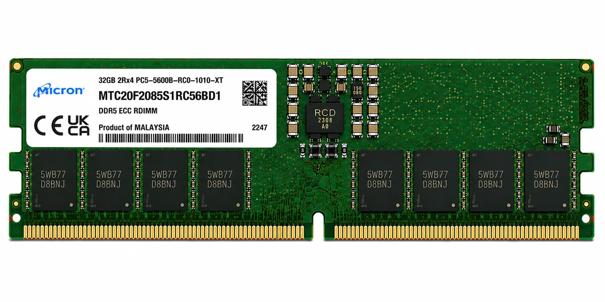 Micron MTC20F2085S1RC56BD1 32GB DDR5-5600 ECC RDIMM Server Memory