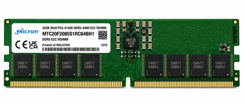 Micron MTC20F2085S1RC64BH1 32GB DDR5-6400 ECC RDIMM Server Memory