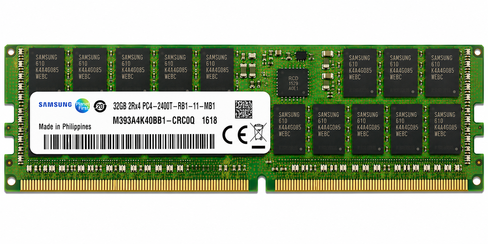 Samsung 32GB 1x32GB DDR4 2400 PC4-2400T CL17 2Rx4 ECC RDIMM Server Memory