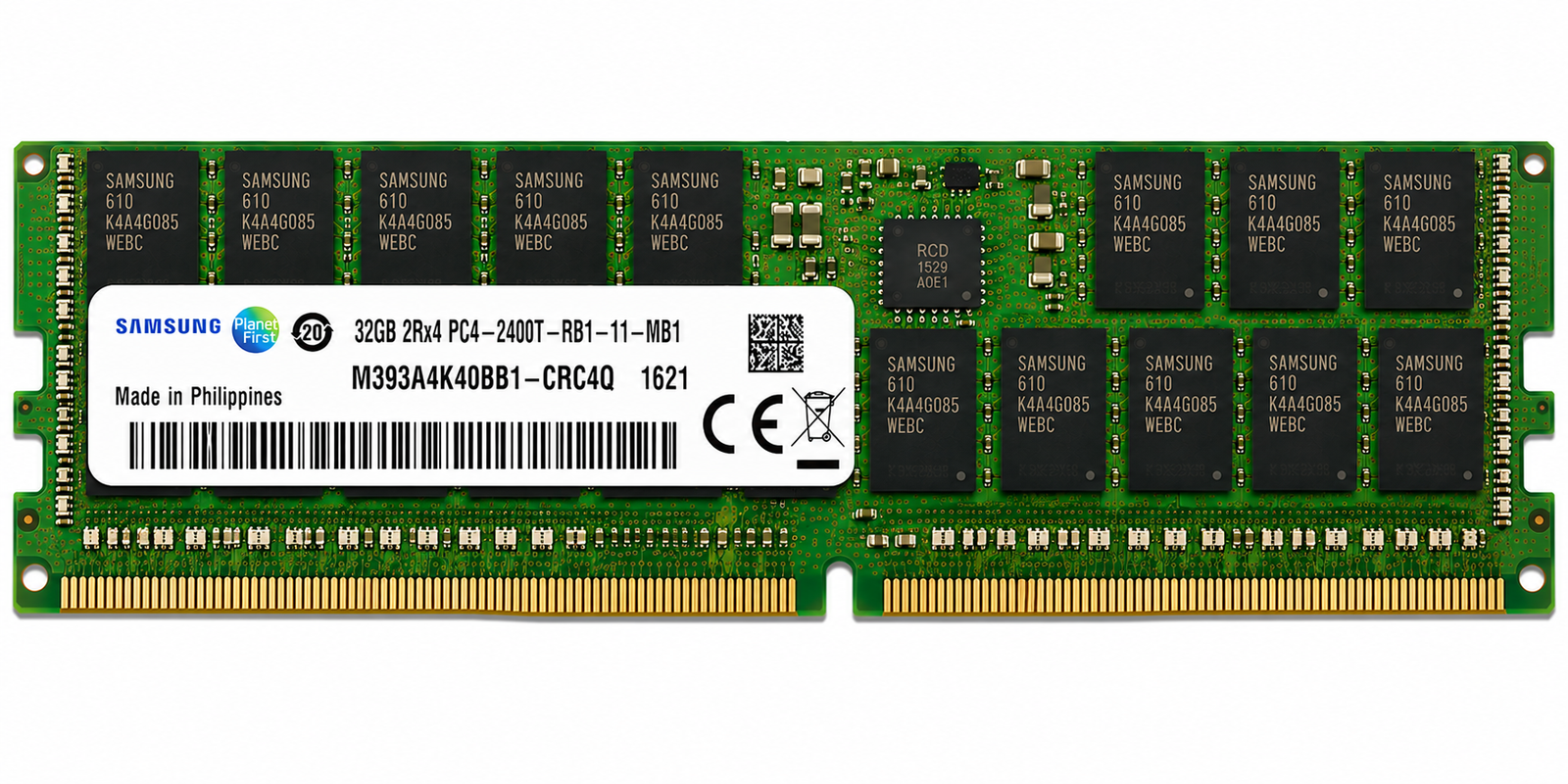Samsung 32GB 2Rx4 PC4-2400T DDR4-19200 ECC RDIMM Memory