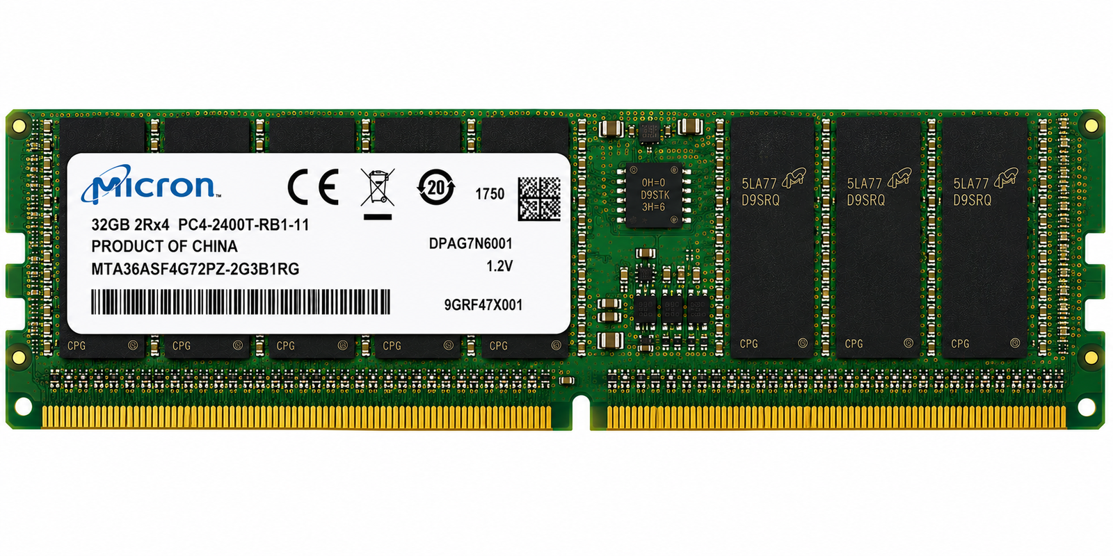 Micron 32GB DDR4 PC4-2400T RDIMM Server Memory