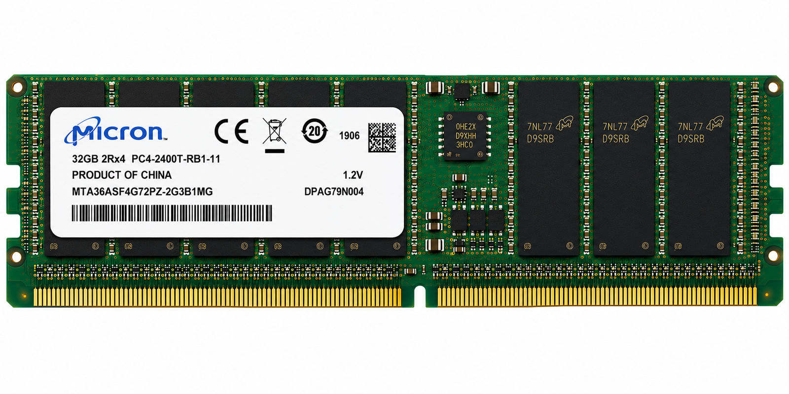 Micron 32GB 2RX4 PC4-2400T-RB1-11 DDR4 Server Memory