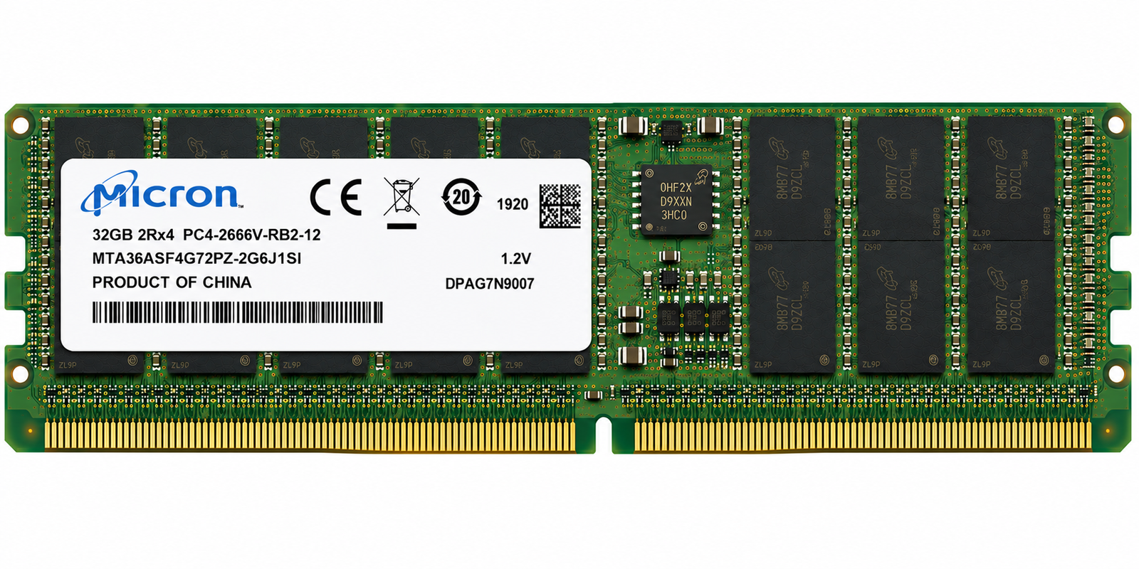 Micron MTA36ASF4G72PZ-2G6J1SI 32GB DDR4-2666 ECC RDIMM PC4-2666V 2Rx4