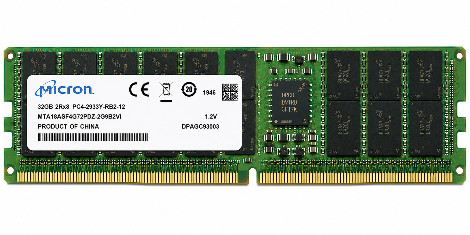 Micron MTA18ASF4G72PDZ-2G9B2VI 32GB DDR4 PC4-2933Y RDIMM Server RAM