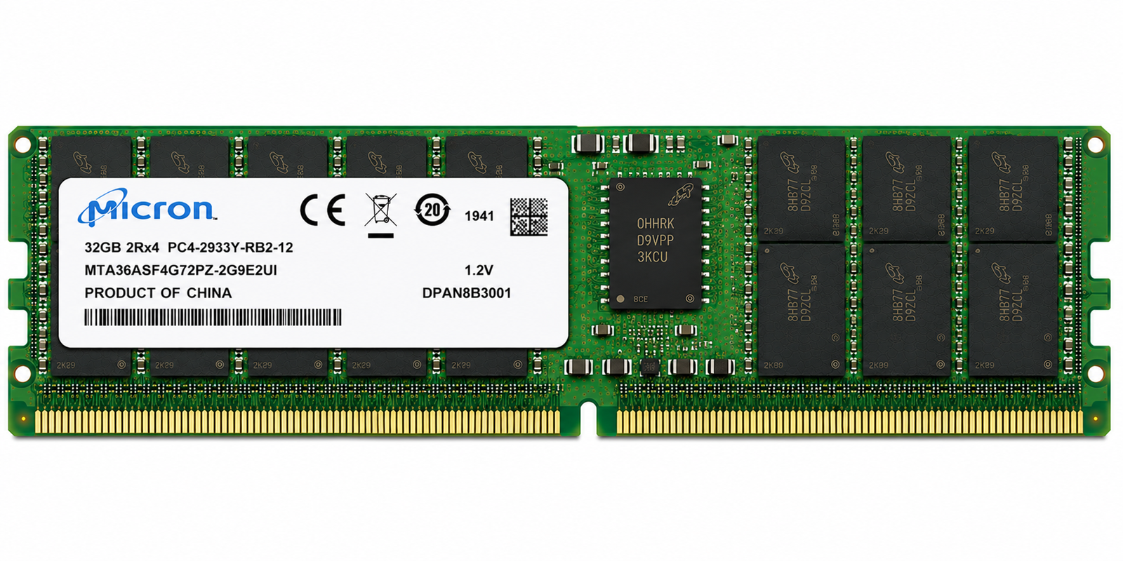 Micron MTA36ASF4G72PZ-2G9E2UI 32GB DDR4 2933MHz PC4-2933Y ECC Reg Serv RAM RDIMM