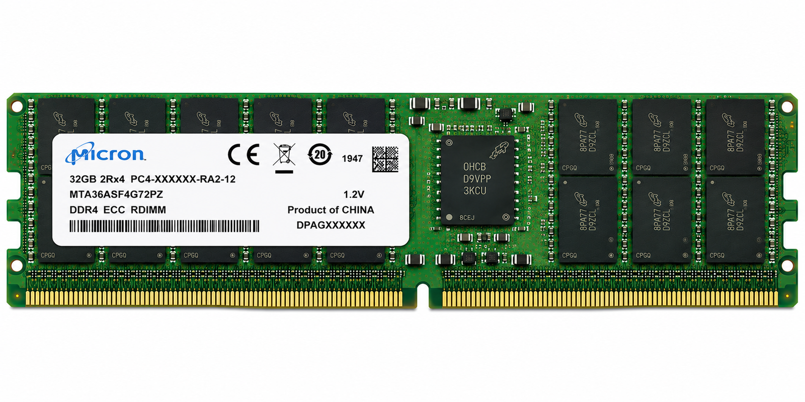 Micron MTA36ASF4G72PZ 32GB DDR4 RDIMM ECC Registered PC4-2933Y 288-Pin RAM
