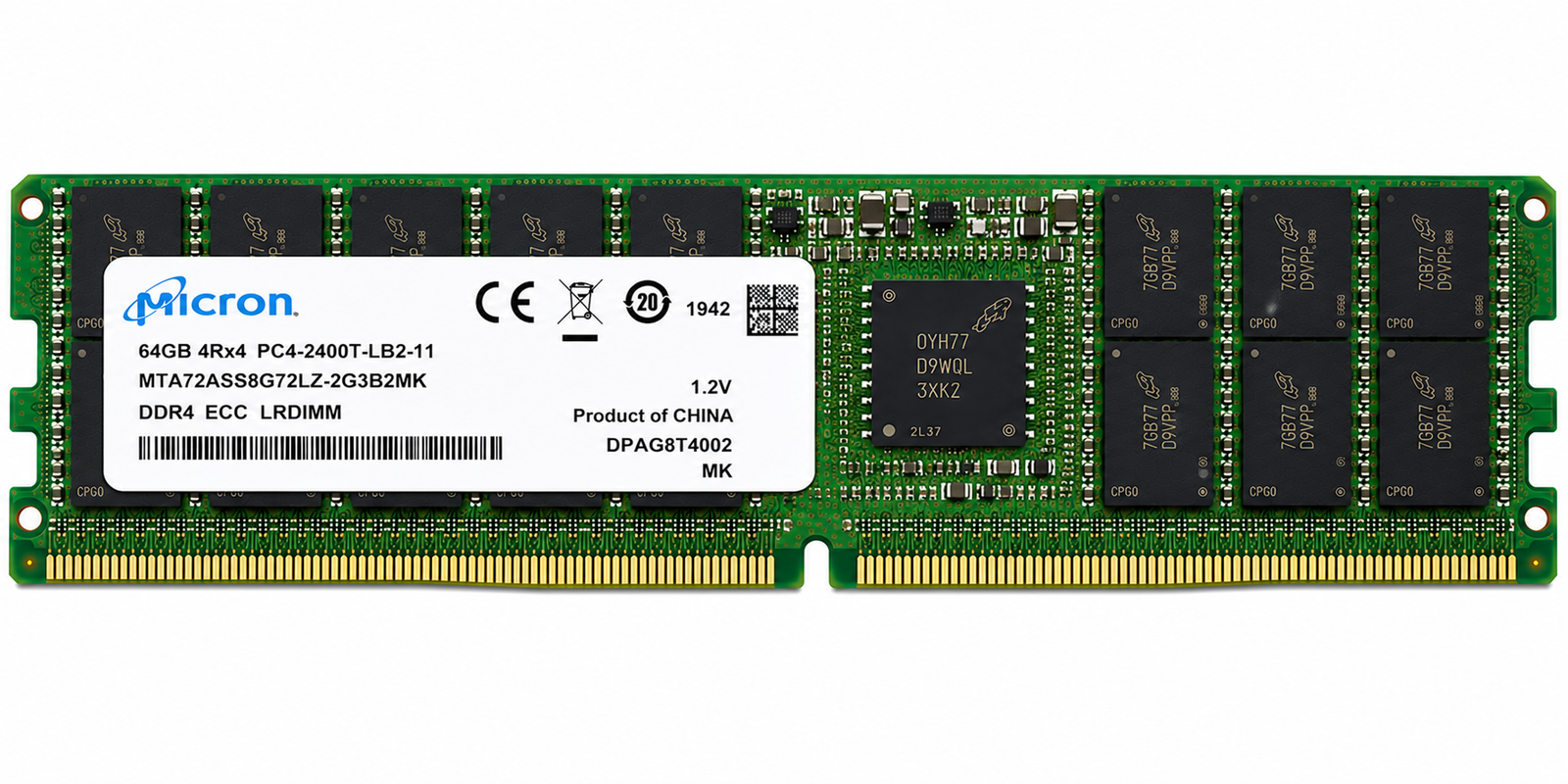 Micron MTA72ASS8G72LZ-2G3B2MK 64GB 4Rx4 PC4-2400T-LR DDR4 LRDIMM ECC Memory