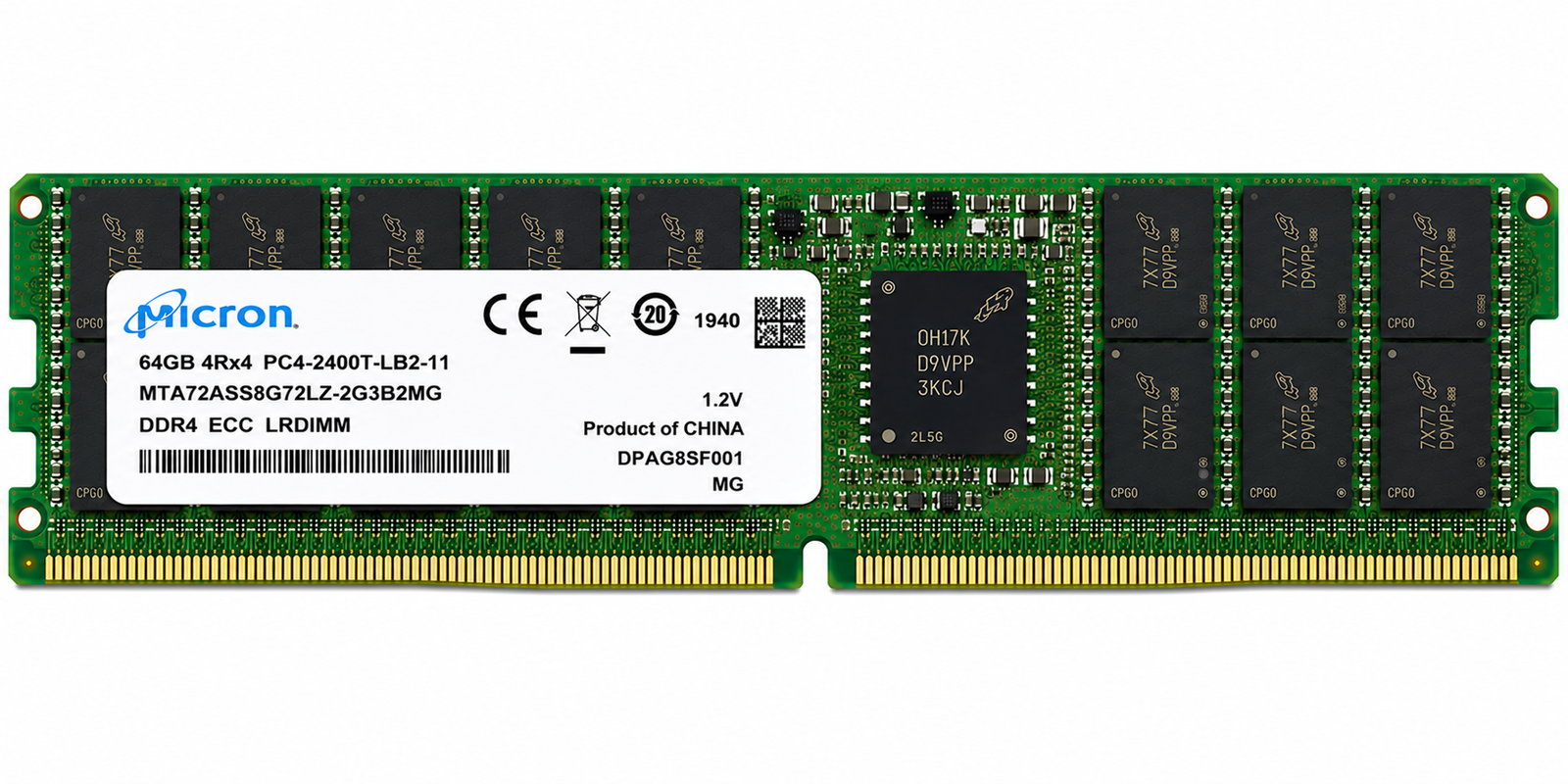 Micron MTA72ASS8G72LZ-2G3B2MG 64GB DDR4 RDIMM PC4-2400T 4DRx4
