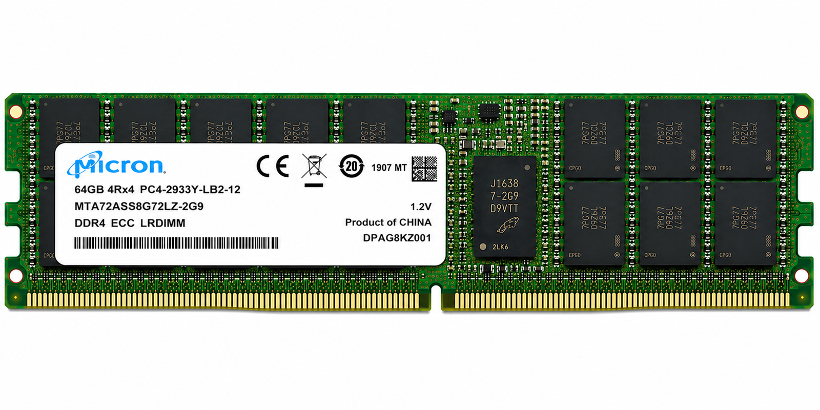 MICRON MTA72ASS8G72LZ-2G9 64GB PC4-2933Y-L 4DRx4 64GB DDR4 L