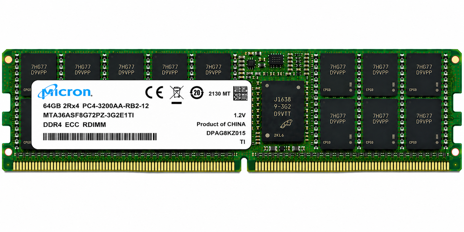 Micron MTA36ASF8G72PZ-3G2E1TI 64GB DDR4-3200 ECC Registered RDIMM Server RAM