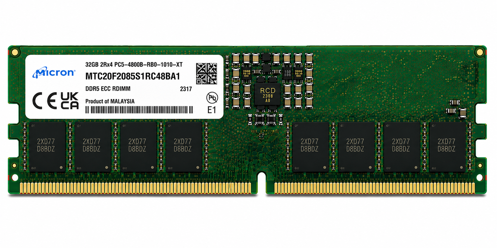 Micron MTC20F2085S1RC48BA1 32GB DDR5-4800 ECC RDIMM Server Memory