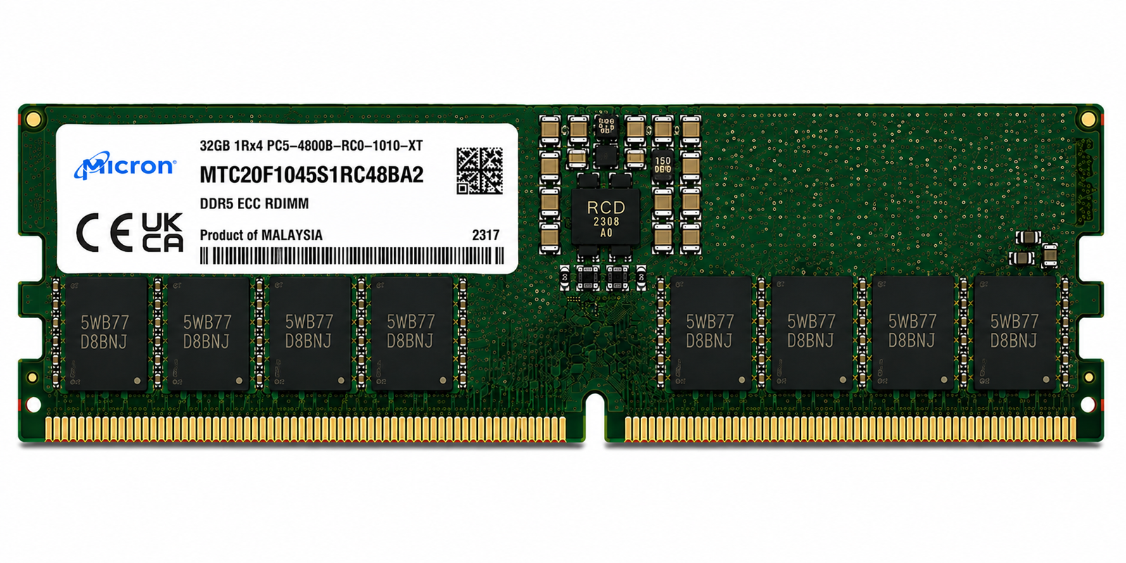Micron MTC20F1045S1RC48BA2 32GB DDR5-4800 ECC RDIMM Server Memory