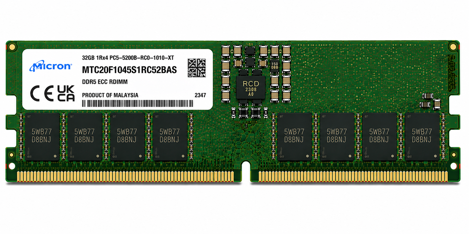 Micron MTC20F1045S1RC52BAS 32GB DDR5-5200 ECC RDIMM Server Memory