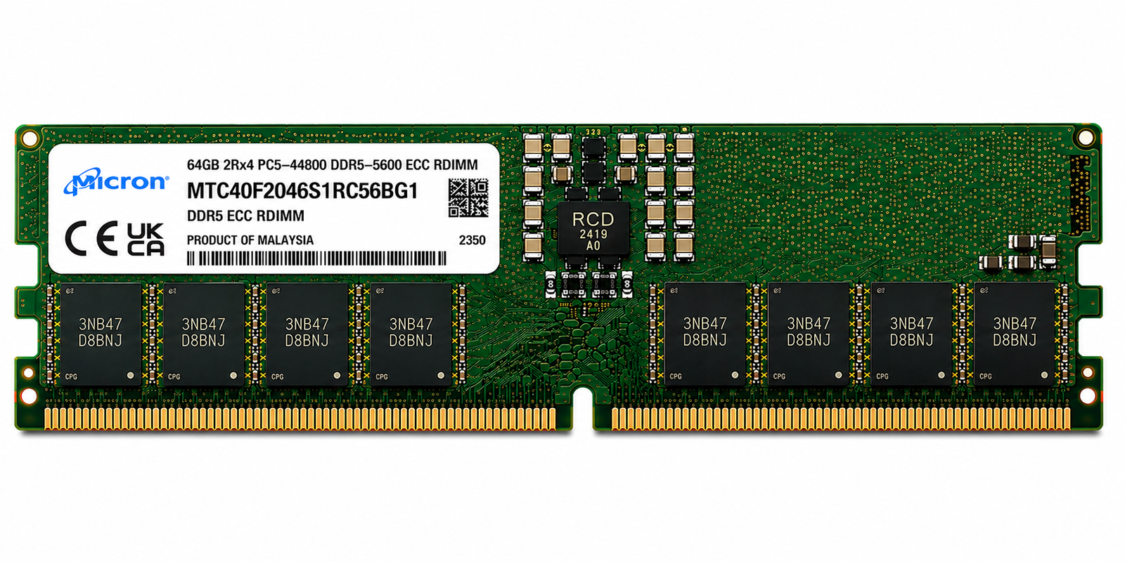 Micron MTC40F2046S1RC56BG1 64GB DDR5-5600 ECC RDIMM Server Memory
