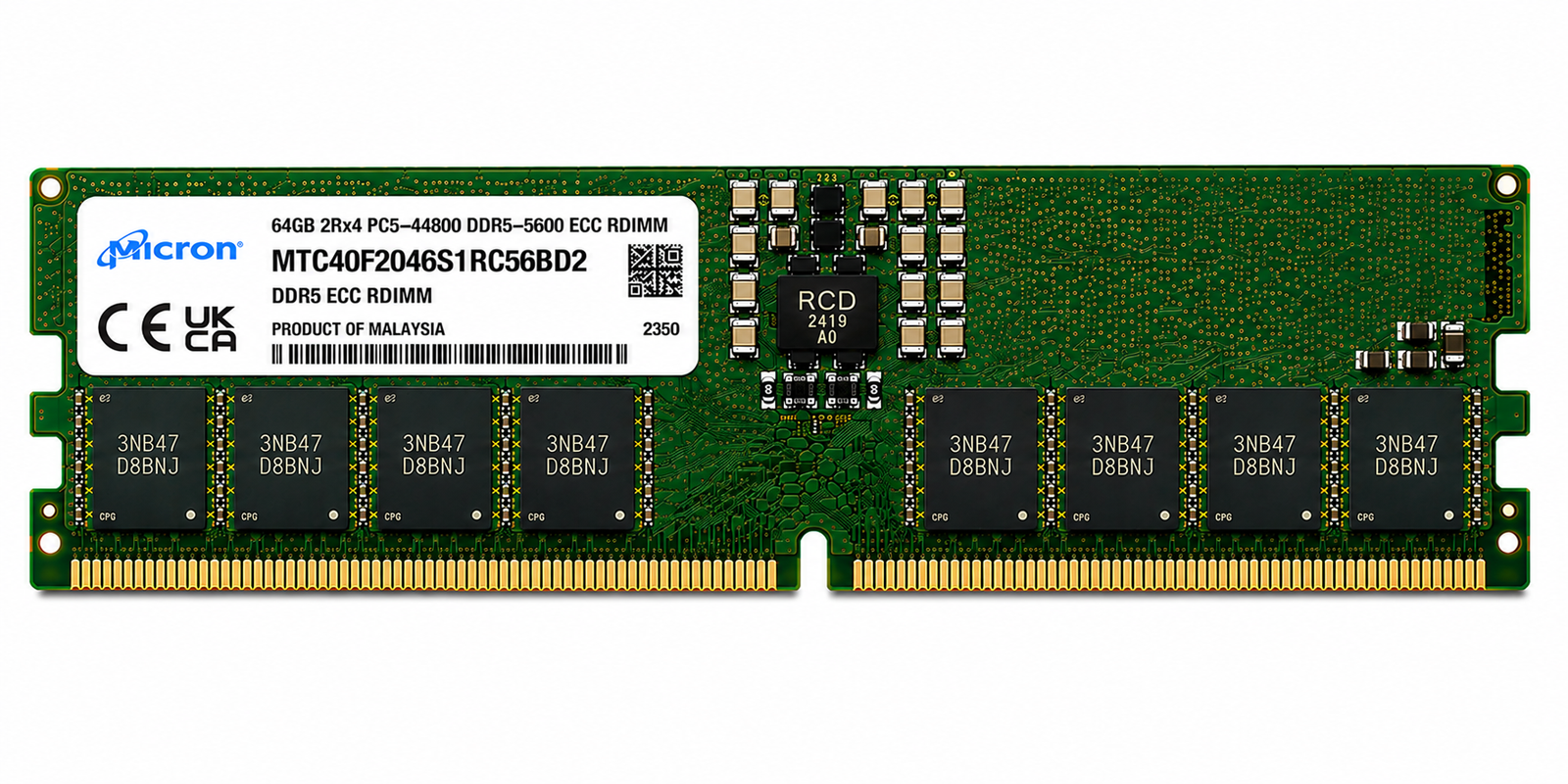 Micron MTC40F2046S1RC56BD2 64GB DDR5-5600 ECC RDIMM Server Memory