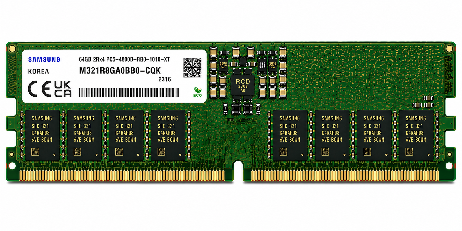 Samsung M321R8GA0BB0-CQK 64GB DDR5-4800 ECC RDIMM Server Memory